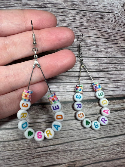 3rd Grade Beaded Teacher Teardrop Earrings