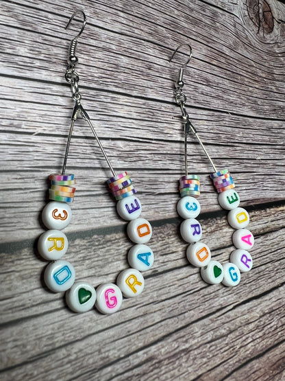 3rd Grade Beaded Teacher Teardrop Earrings
