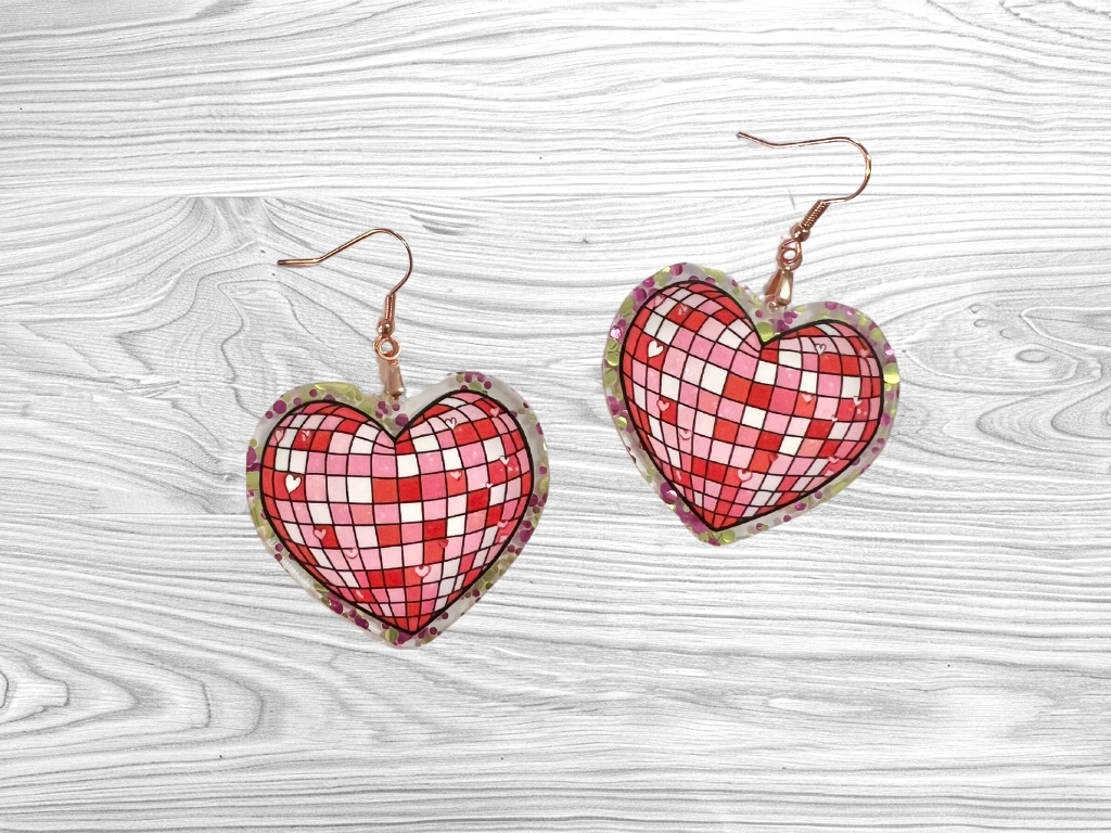 Heart Disco Ball Earrings