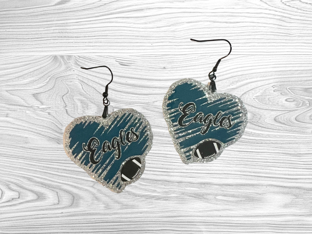 Philadelphia Eagles Heart Earrings