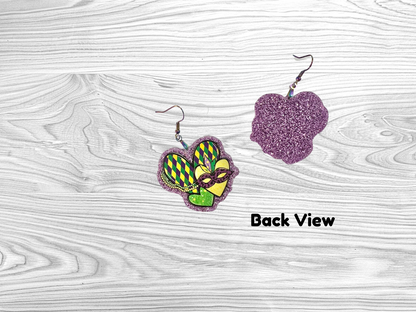Mardi Gras Hearts Earrings