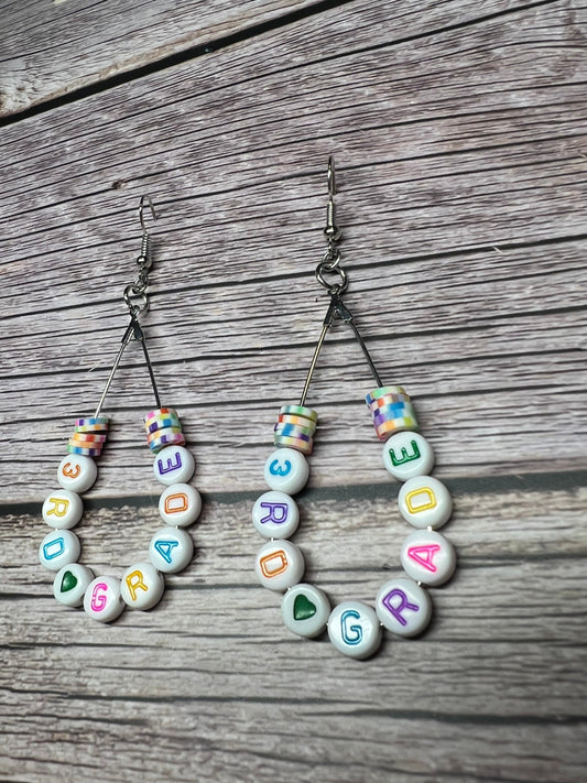 3rd Grade Beaded Teacher Teardrop Earrings