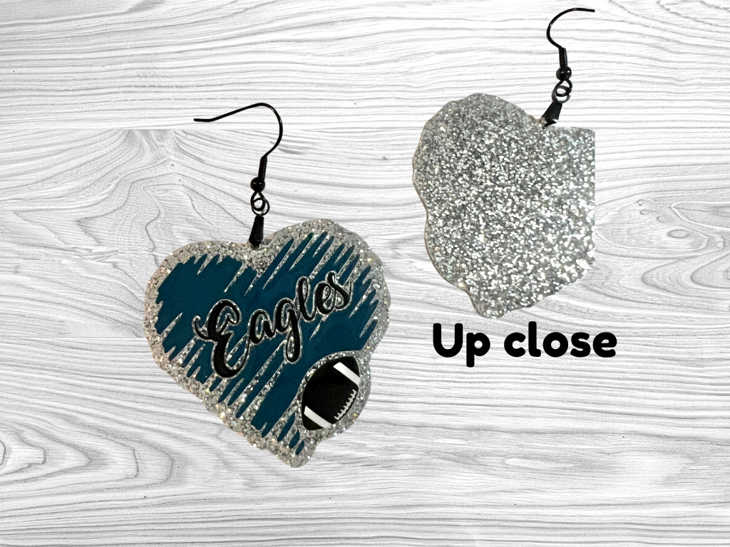 Philadelphia Eagles Heart Earrings