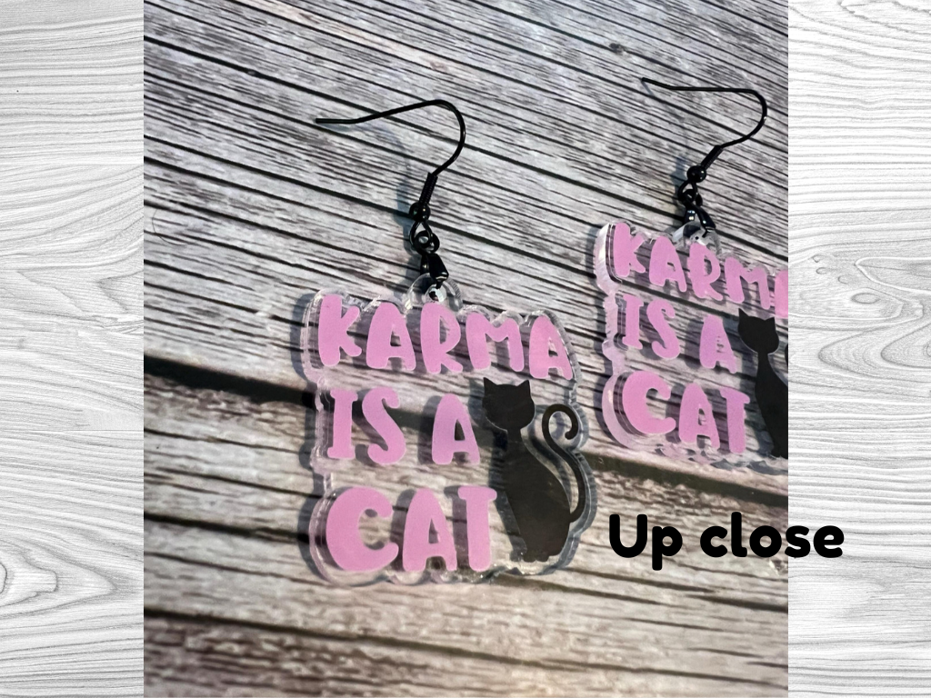 Karma is a Cat Earrings