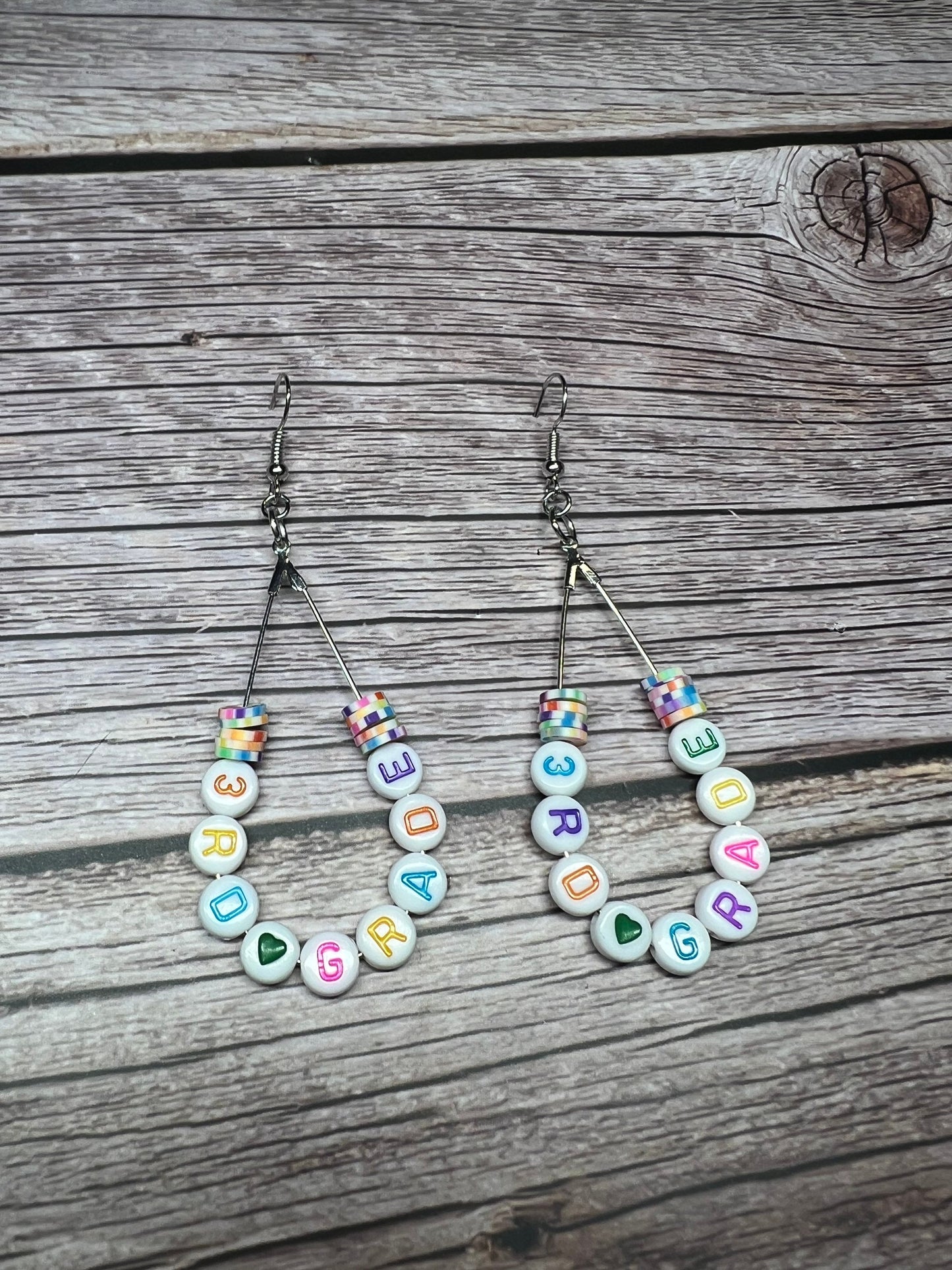 3rd Grade Beaded Teacher Teardrop Earrings