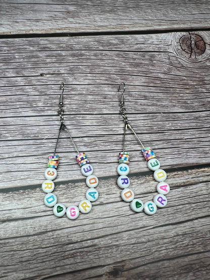3rd Grade Beaded Teacher Teardrop Earrings